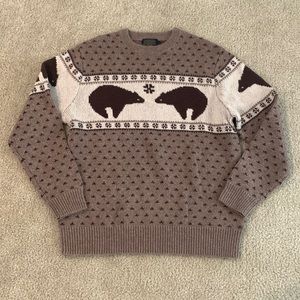 Pendleton Sweater - Vintage 90s style knit with bear motif - Large